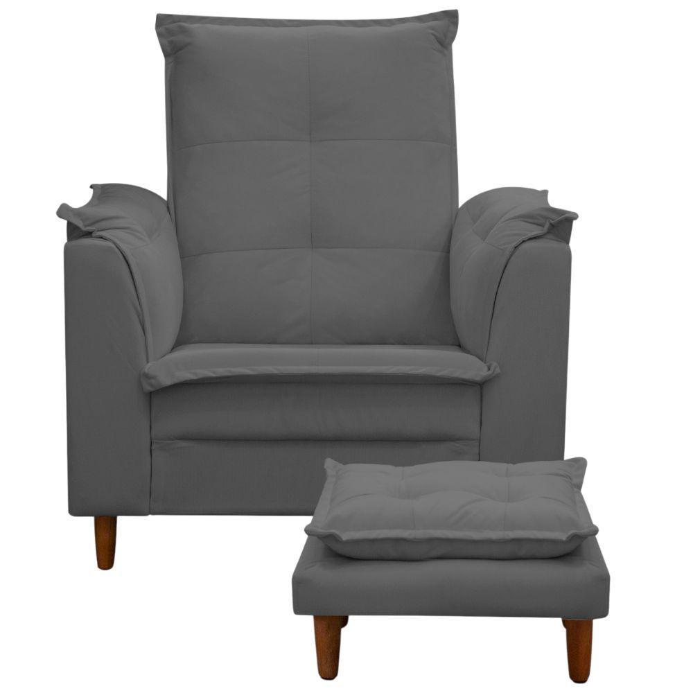 Poltrona Maria Para Amamentação E Descanso Com Puff Confortável Suede Cinza Mabe Magazine - 2