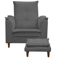 Poltrona Maria Para Amamentação E Descanso Com Puff Confortável Suede Cinza Mabe Magazine - 2