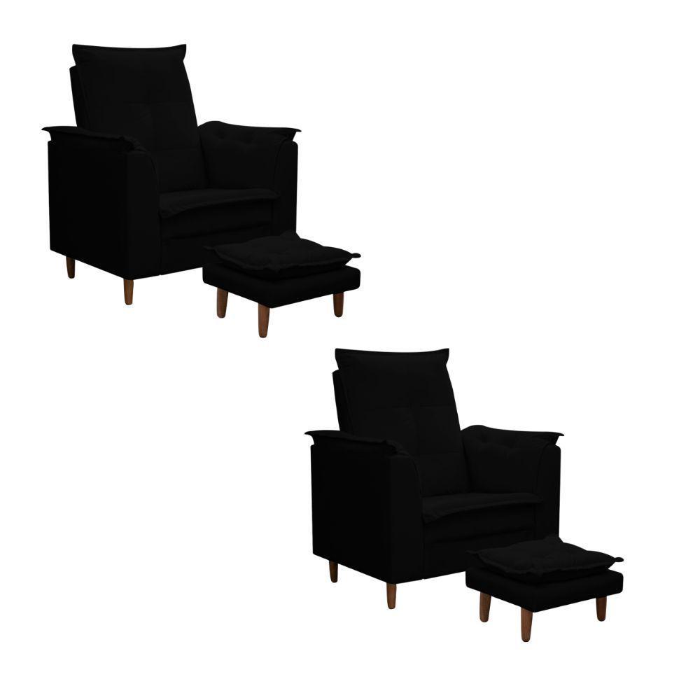 Kit 02 Poltronas Maria Para Amamentação E Descanso Com Puff Confortável Suede Preto Mabe Magazine - 1