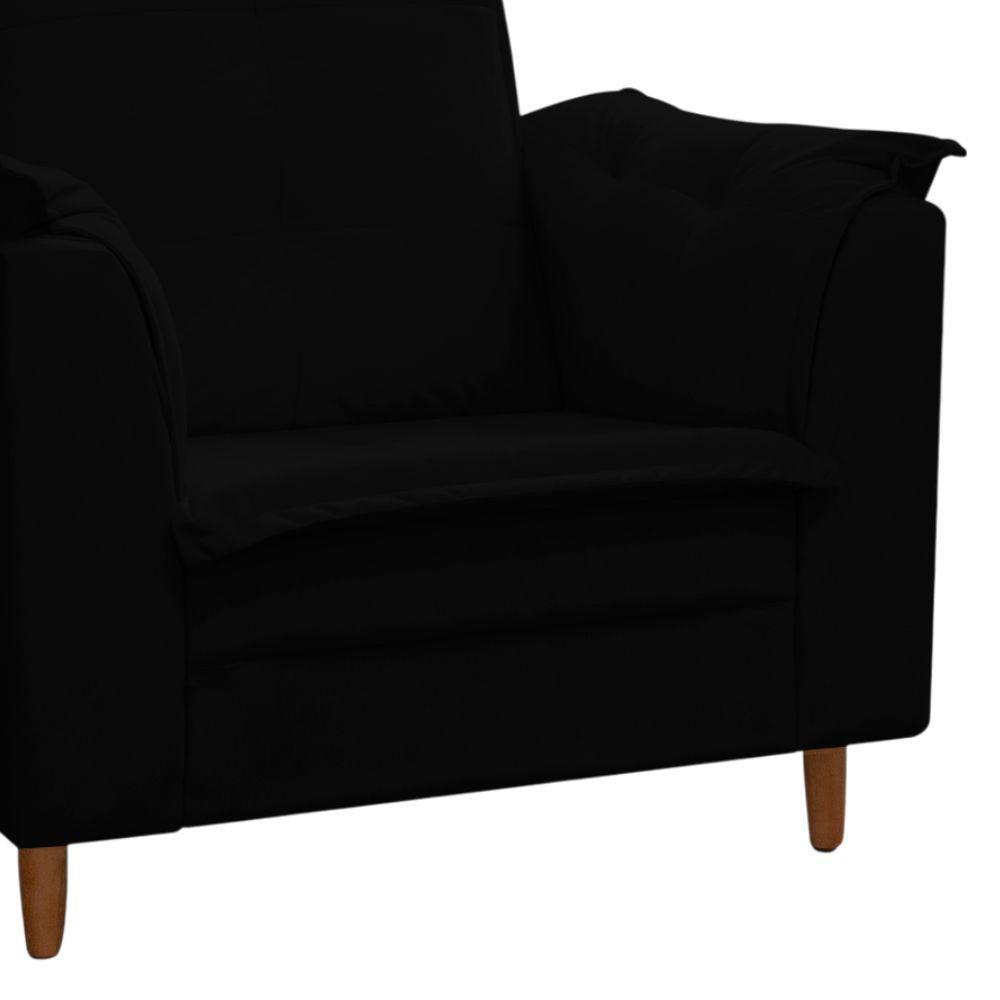 Kit 02 Poltronas Maria Para Amamentação E Descanso Com Puff Confortável Suede Preto Mabe Magazine - 3