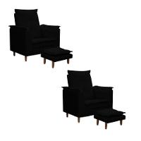 Kit 02 Poltronas Maria Para Amamentação E Descanso Com Puff Confortável Suede Preto Mabe Magazine - 1