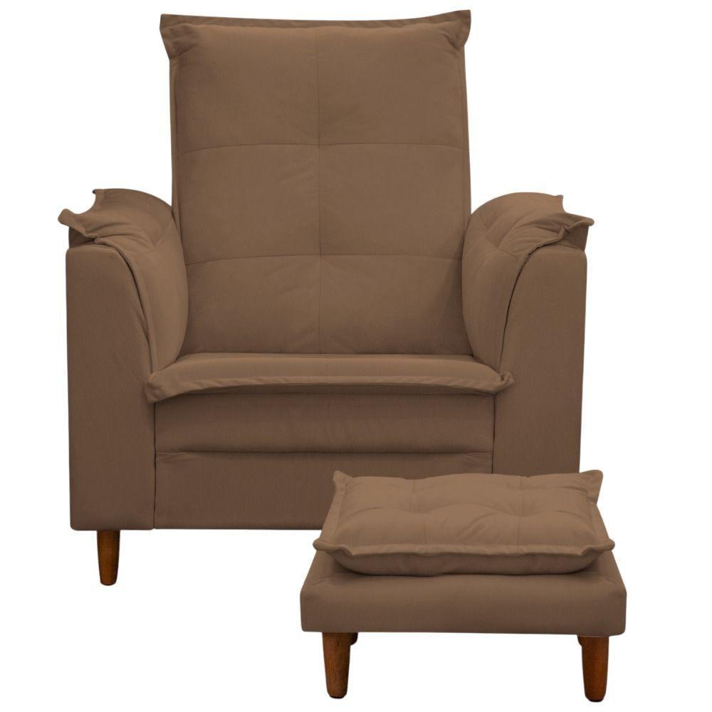 Poltrona Maria Para Amamentação E Descanso Com Puff Confortável Suede Marrom Mabe Magazine - 3