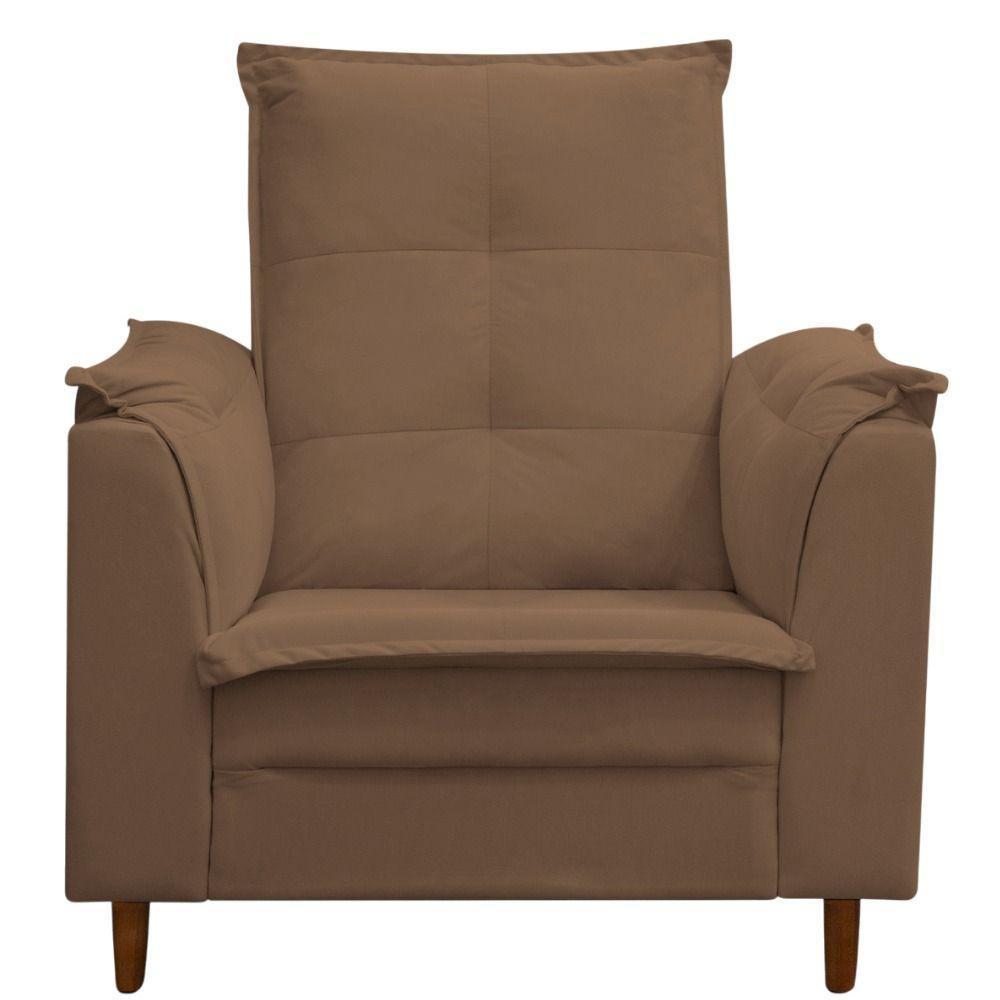 Poltrona Maria Para Amamentação E Descanso Com Puff Confortável Suede Marrom Mabe Magazine - 4