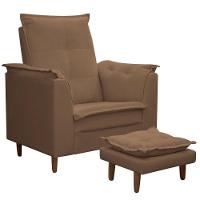 Poltrona Maria Para Amamentação E Descanso Com Puff Confortável Suede Marrom Mabe Magazine - 2