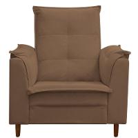 Poltrona Maria Para Amamentação E Descanso Com Puff Confortável Suede Marrom Mabe Magazine - 4