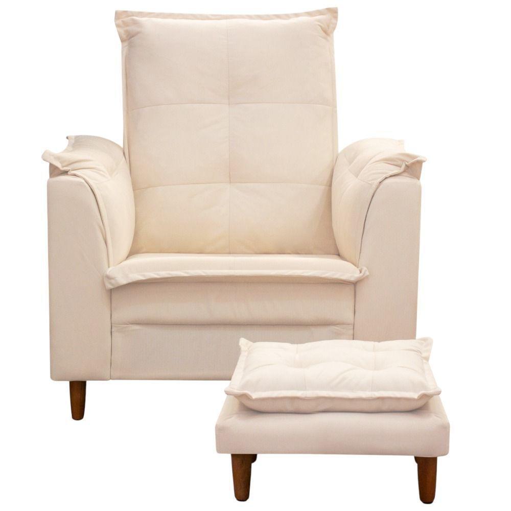 Poltrona Maria Para Amamentação E Descanso Com Puff Confortável Suede Bege Mabe Magazine - 3