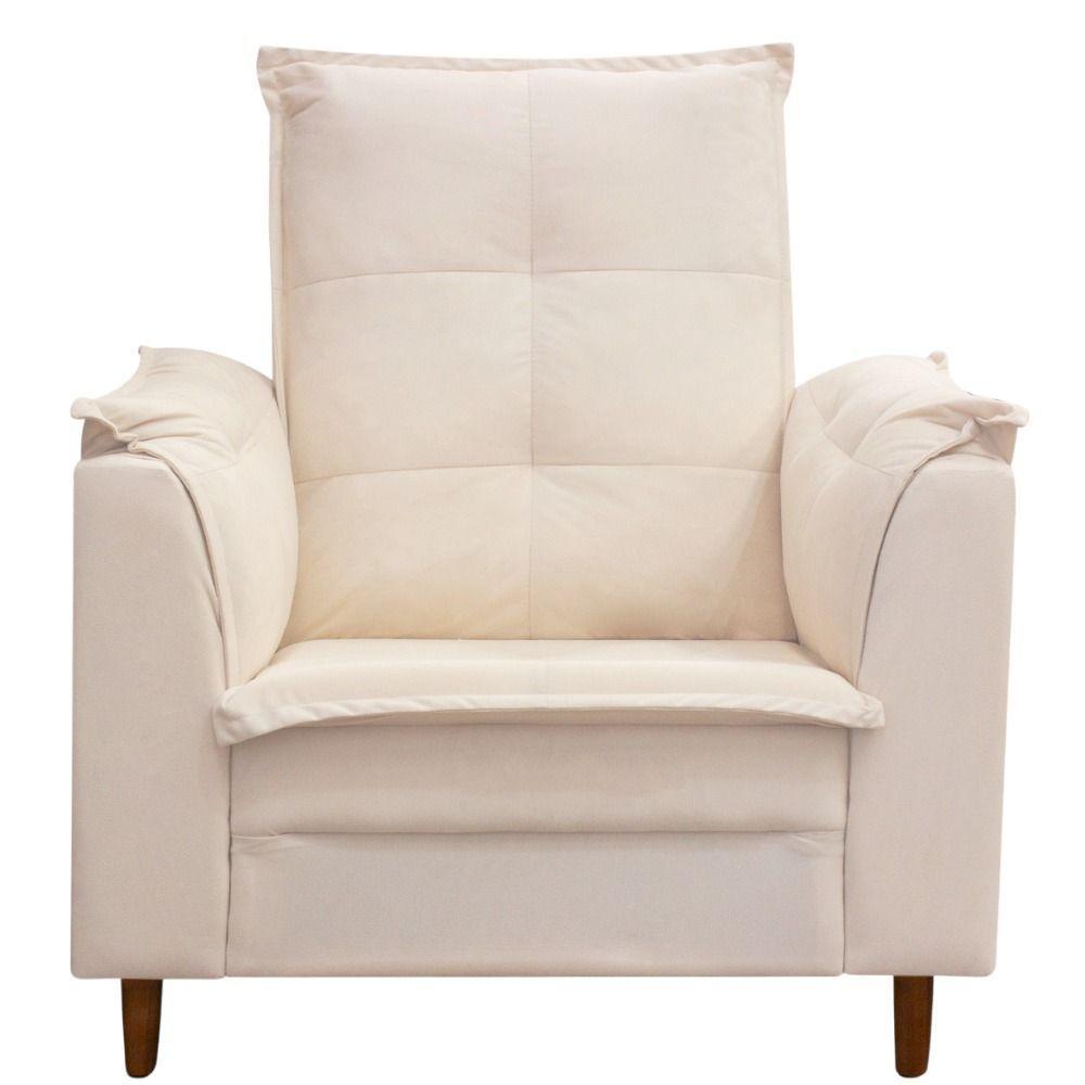 Poltrona Maria Para Amamentação E Descanso Com Puff Confortável Suede Bege Mabe Magazine - 4