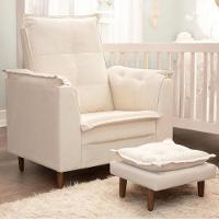 Poltrona Maria Para Amamentação E Descanso Com Puff Confortável Suede Bege Mabe Magazine - 1