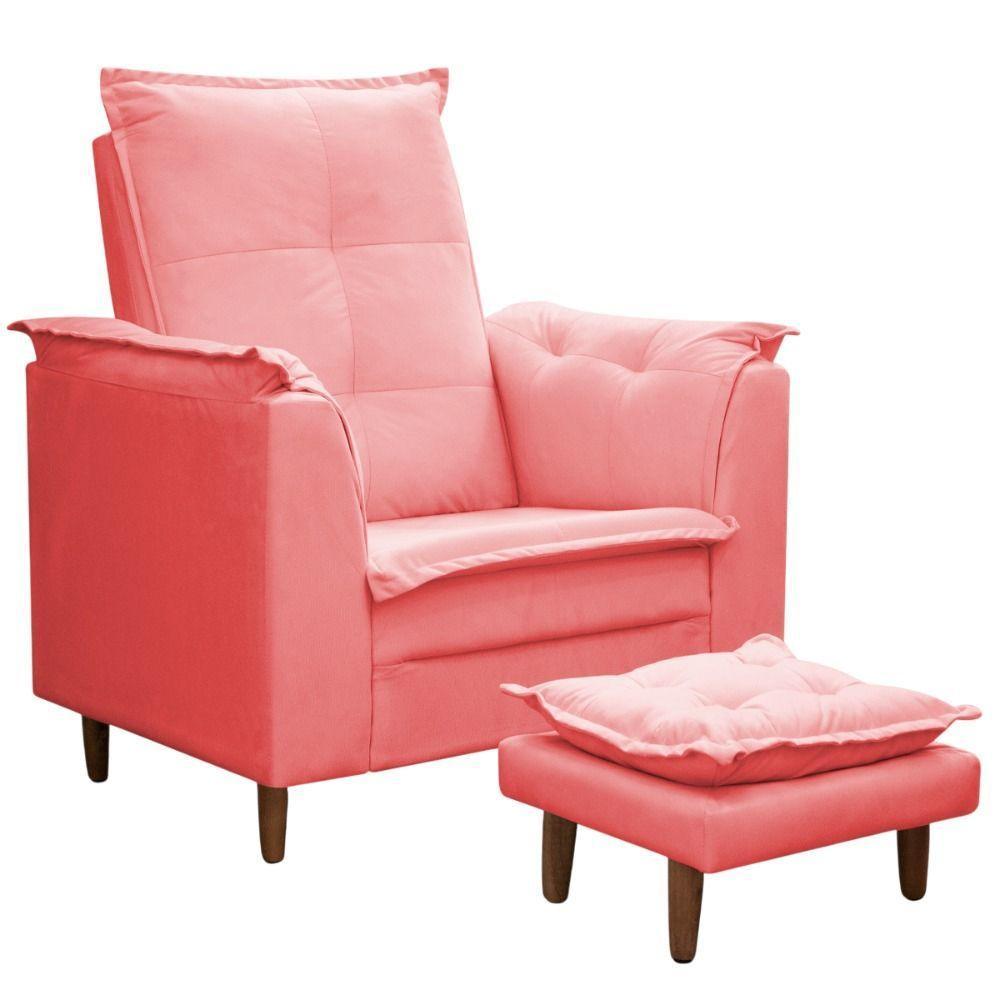 Poltrona Maria Para Amamentação E Descanso Com Puff Confortável Suede Rose Mabe Magazine - 2