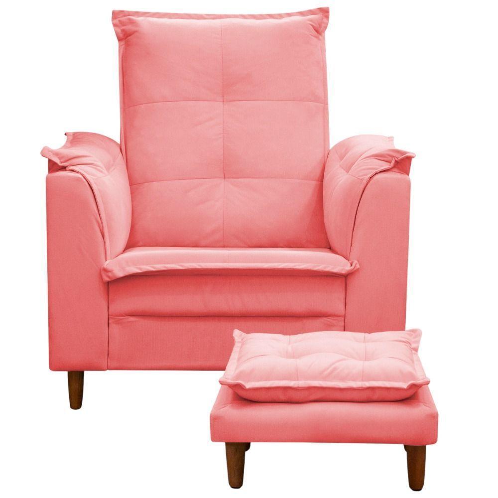 Poltrona Maria Para Amamentação E Descanso Com Puff Confortável Suede Rose Mabe Magazine - 3