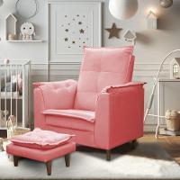 Poltrona Maria Para Amamentação E Descanso Com Puff Confortável Suede Rose Mabe Magazine - 1