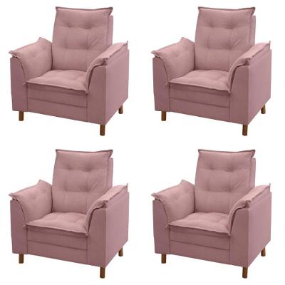 Kit 04 Poltronas Isa Escritório Consultório Recepção Suede Rose - Mabe Magazine