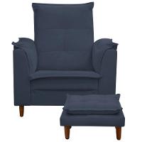 Poltrona Maria Para Amamentação E Descanso Com Puff Confortável Suede Azul Marinho Mabe Magazine - 2