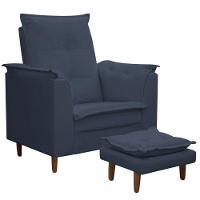 Poltrona Maria Para Amamentação E Descanso Com Puff Confortável Suede Azul Marinho Mabe Magazine - 3