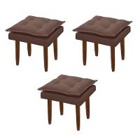 Kit 03 Puff Maria Para Sala De Tv E Estar Quarto Confortável Suede Marrom Mabe Magazine - 1