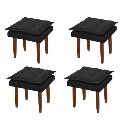 Kit 04 Puff Maria Para Sala De Tv E Estar Quarto Confortável Suede Preto Mabe Magazine