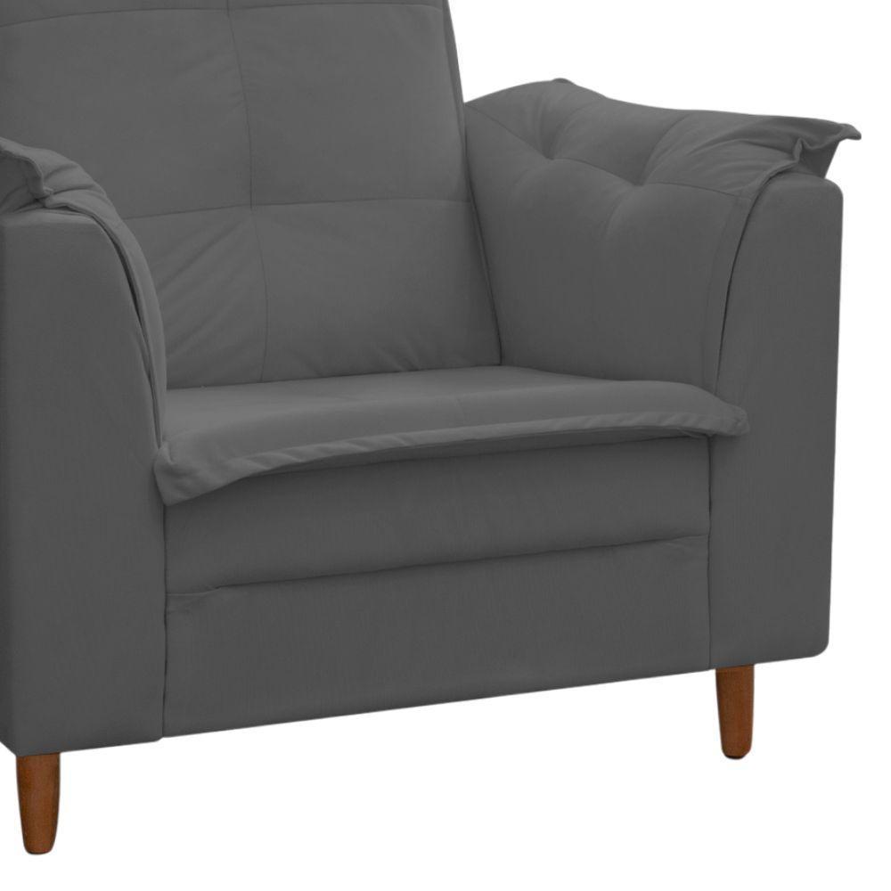 Kit 02 Poltronas Maria Para Amamentação E Descanso Com Puff Confortável Suede Cinza Mabe Magazine - 2