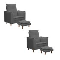 Kit 02 Poltronas Maria Para Amamentação E Descanso Com Puff Confortável Suede Cinza Mabe Magazine - 1