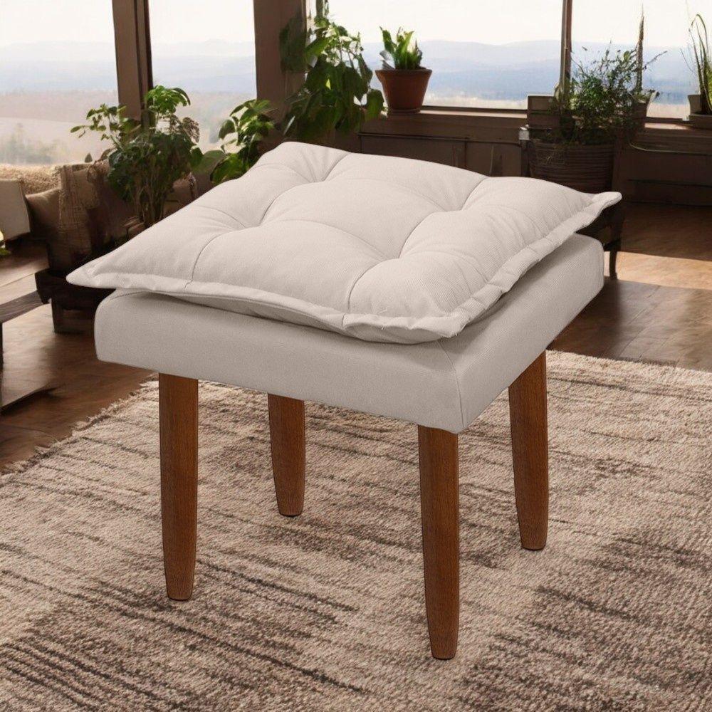 Kit 03 Puff Maria Para Sala De Tv E Estar Quarto Confortável Suede Bege Mabe Magazine - 2