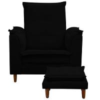 Poltrona Maria Para Amamentação E Descanso Com Puff Confortável Suede Preto Mabe Magazine - 3