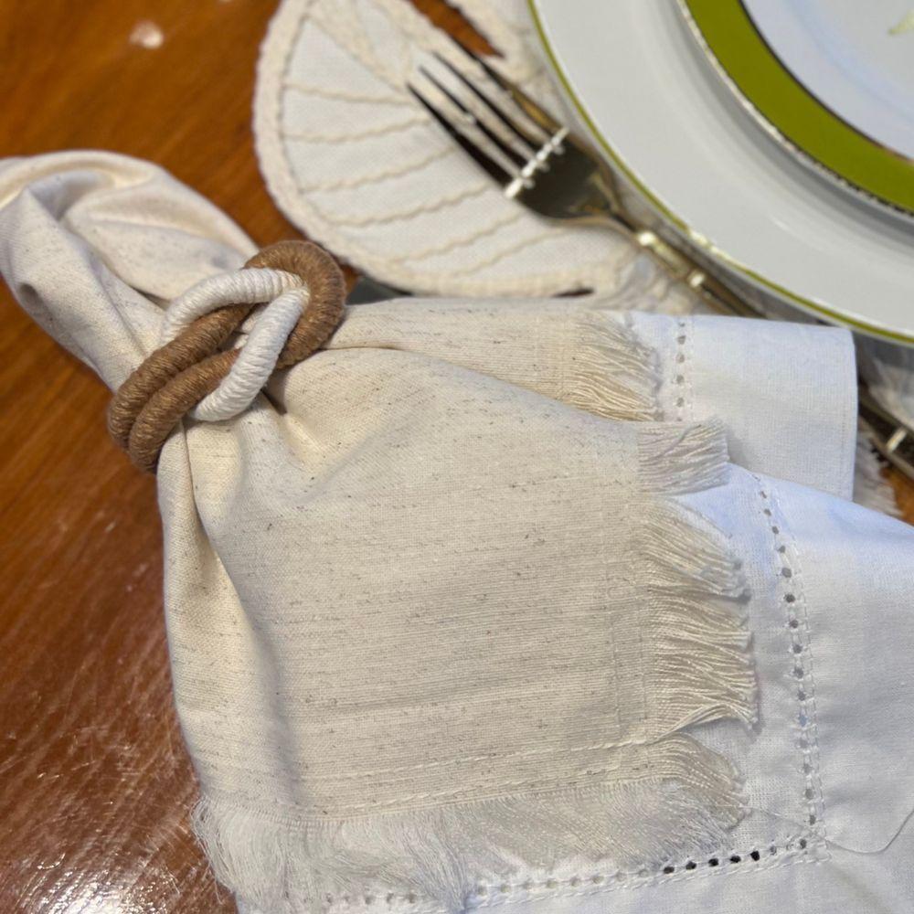 Porta Guardanapos Em Algodão Trançado Duplo Mameg Natural - 3