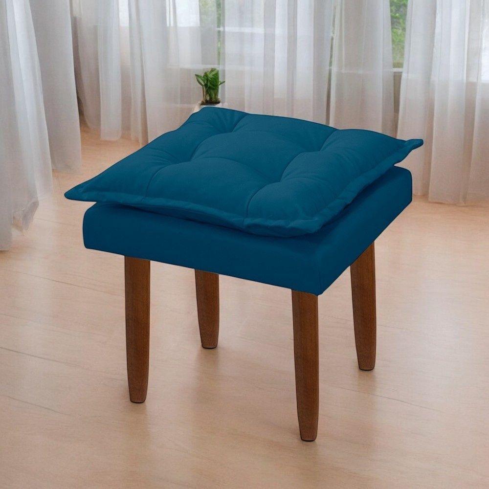 Kit 03 Puff Maria Para Sala De Tv E Estar Quarto Confortável Suede Azul Marinho Mabe Magazine - 2