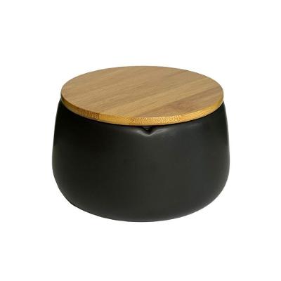 Porta Algodão Em Cerâmica Com Tampa 13x8cm Mimo Style Preto