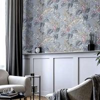 Papel De Parede Thema Folhagem Azul 28856 - 1