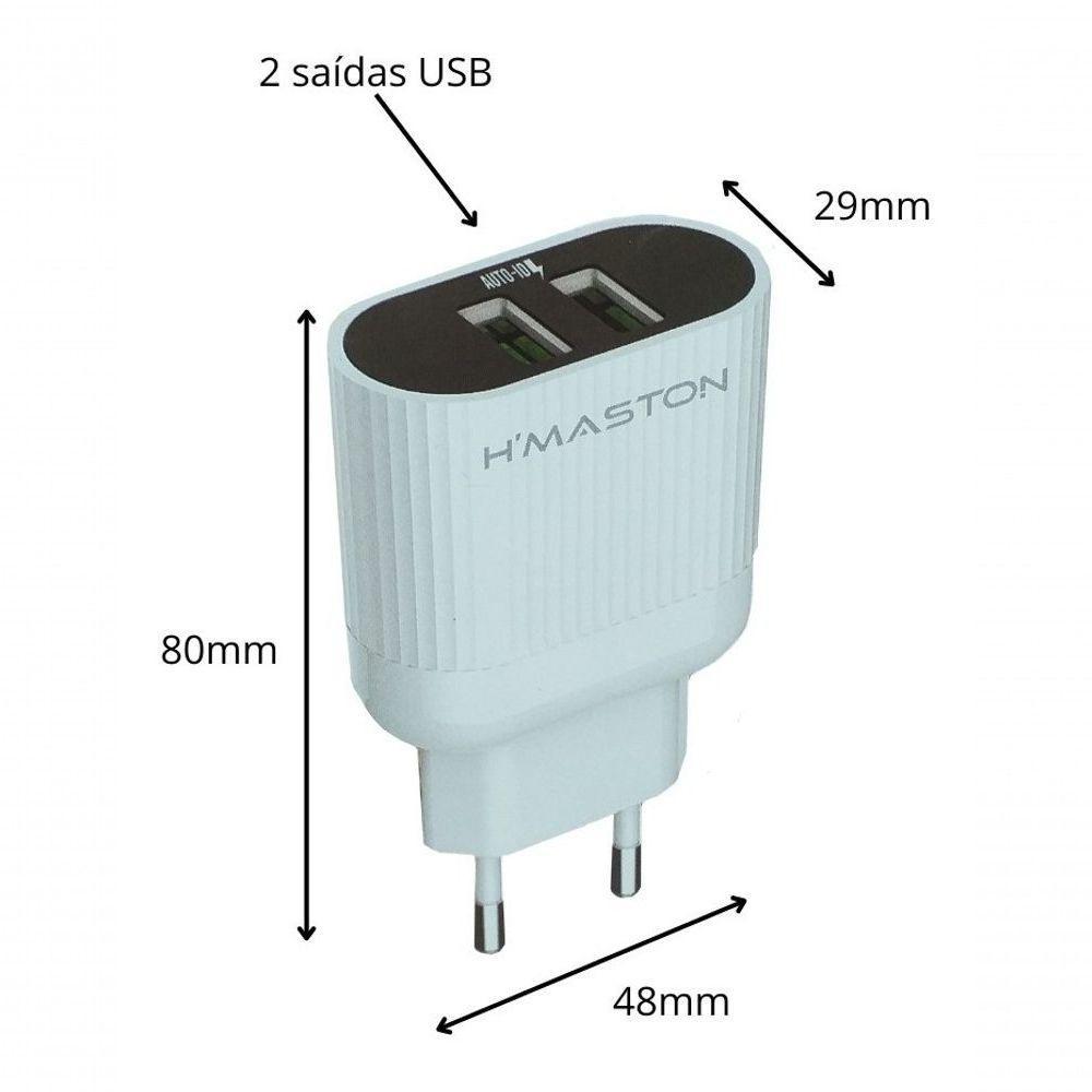 Fonte Carregador H'mastom Y28-4 Com 2 Saídas Usb 3.1a - 3