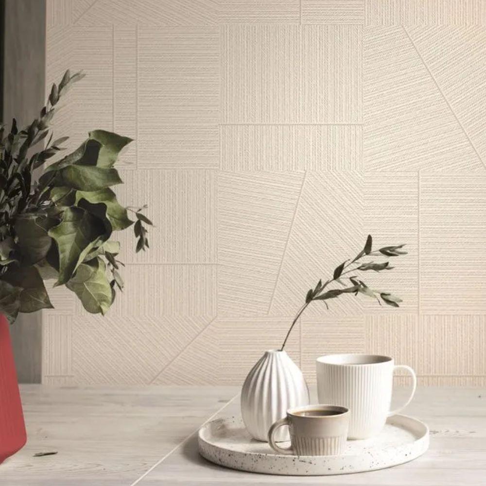 Papel De Parede Tissé Geométrico Bege 25441 - 1