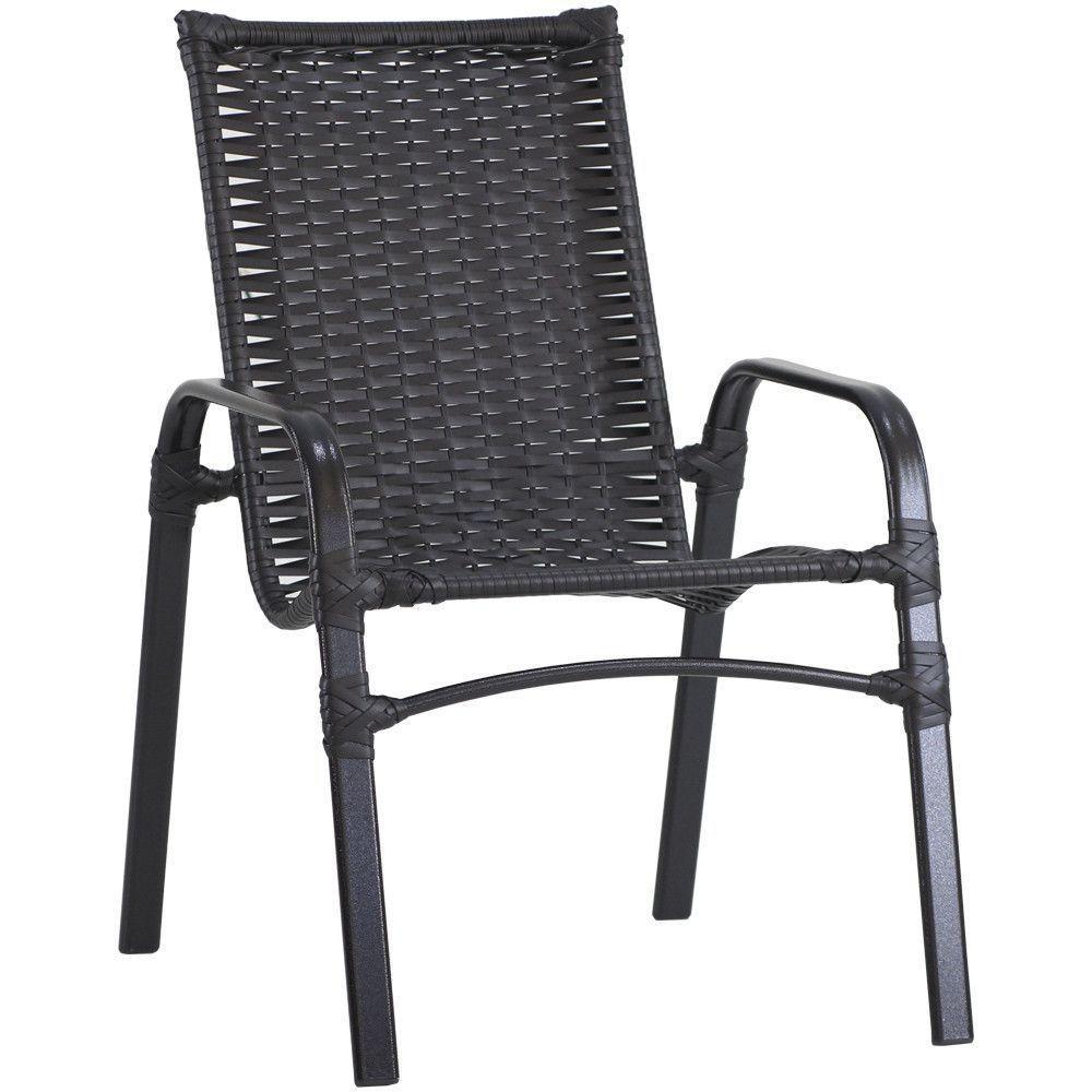 4 Cadeiras E Mesa Tampo Ripado área Jardim Varanda Piscina Preto - 2