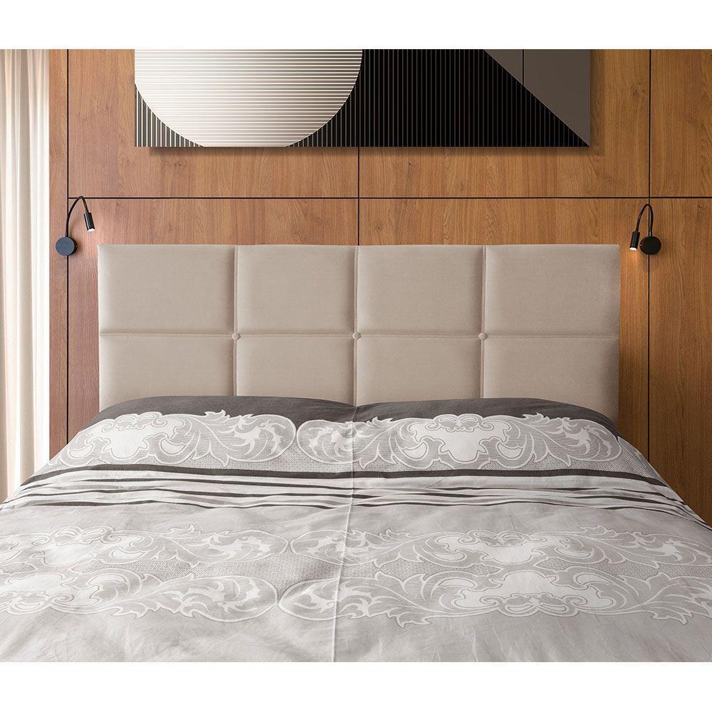 Cabeceira Painel Cama Box King 1,93m Estofada Belize Veludo Bege - 1