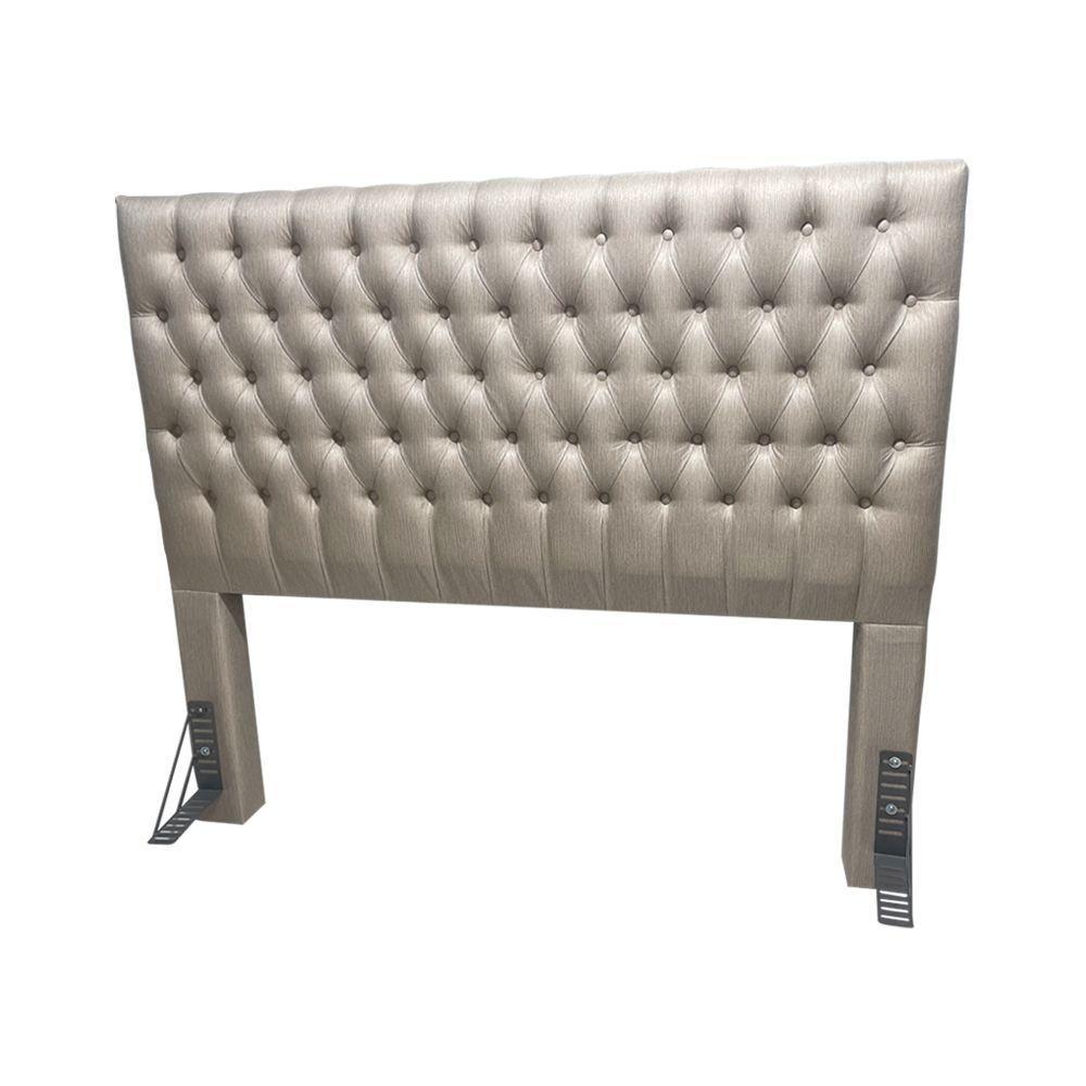 Cabeceira Cama King Estofada Capitonê Creta 1,93m Linho Bege - 1