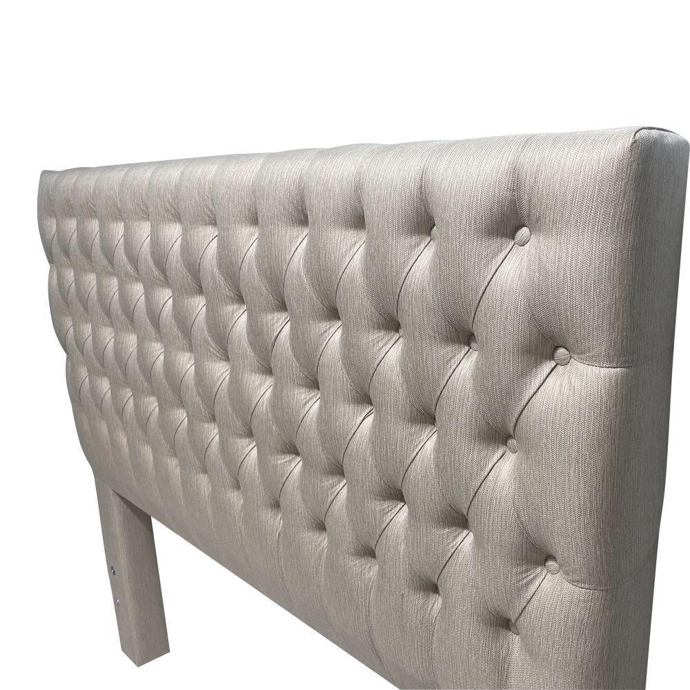 Cabeceira Cama King Estofada Capitonê Creta 1,93m Linho Bege - 3