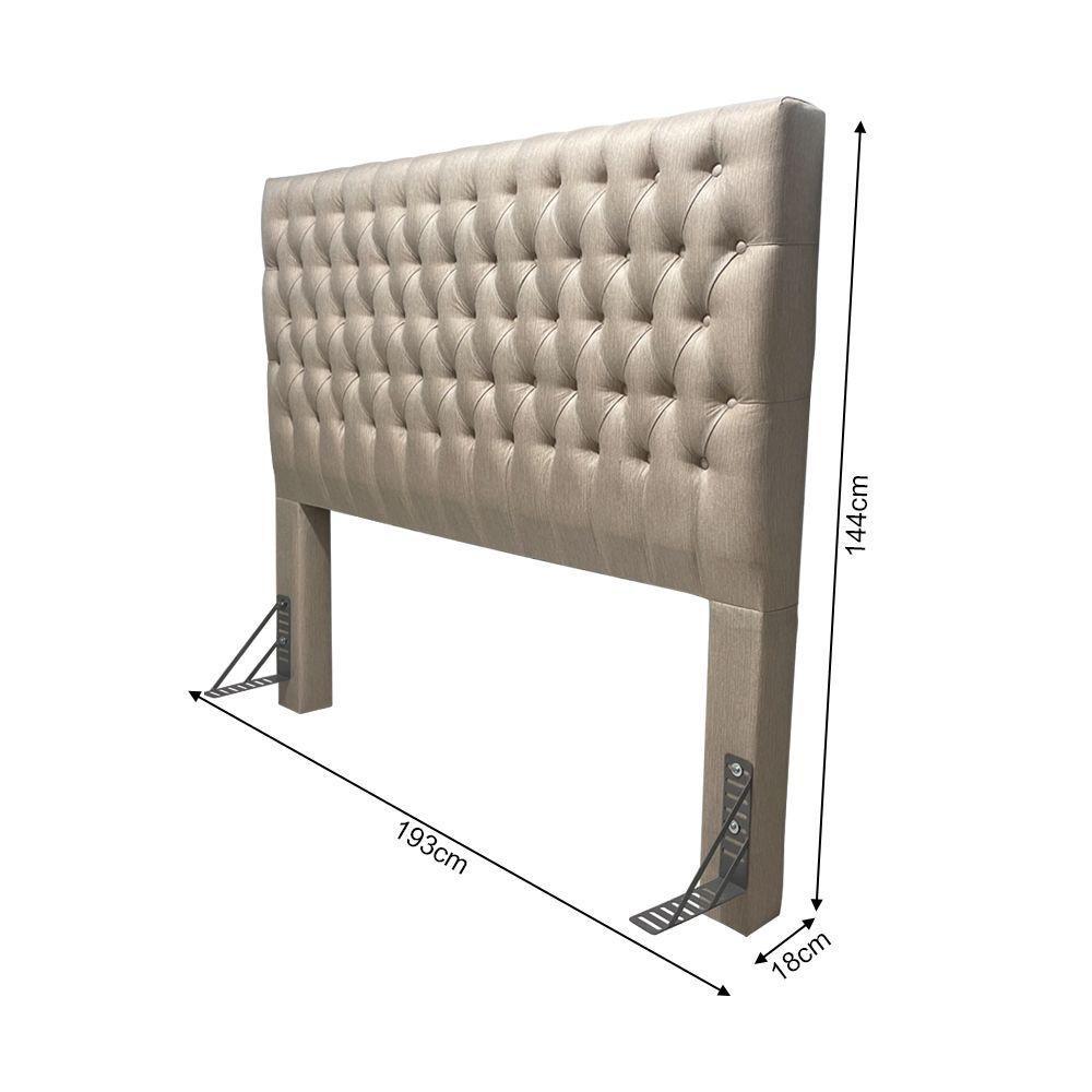 Cabeceira Cama King Estofada Capitonê Creta 1,93m Linho Bege - 5