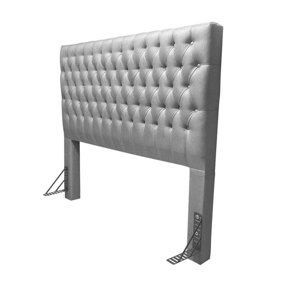 Cabeceira Cama King Estofada Capitonê Creta 1,93m Linho Cinza - 2