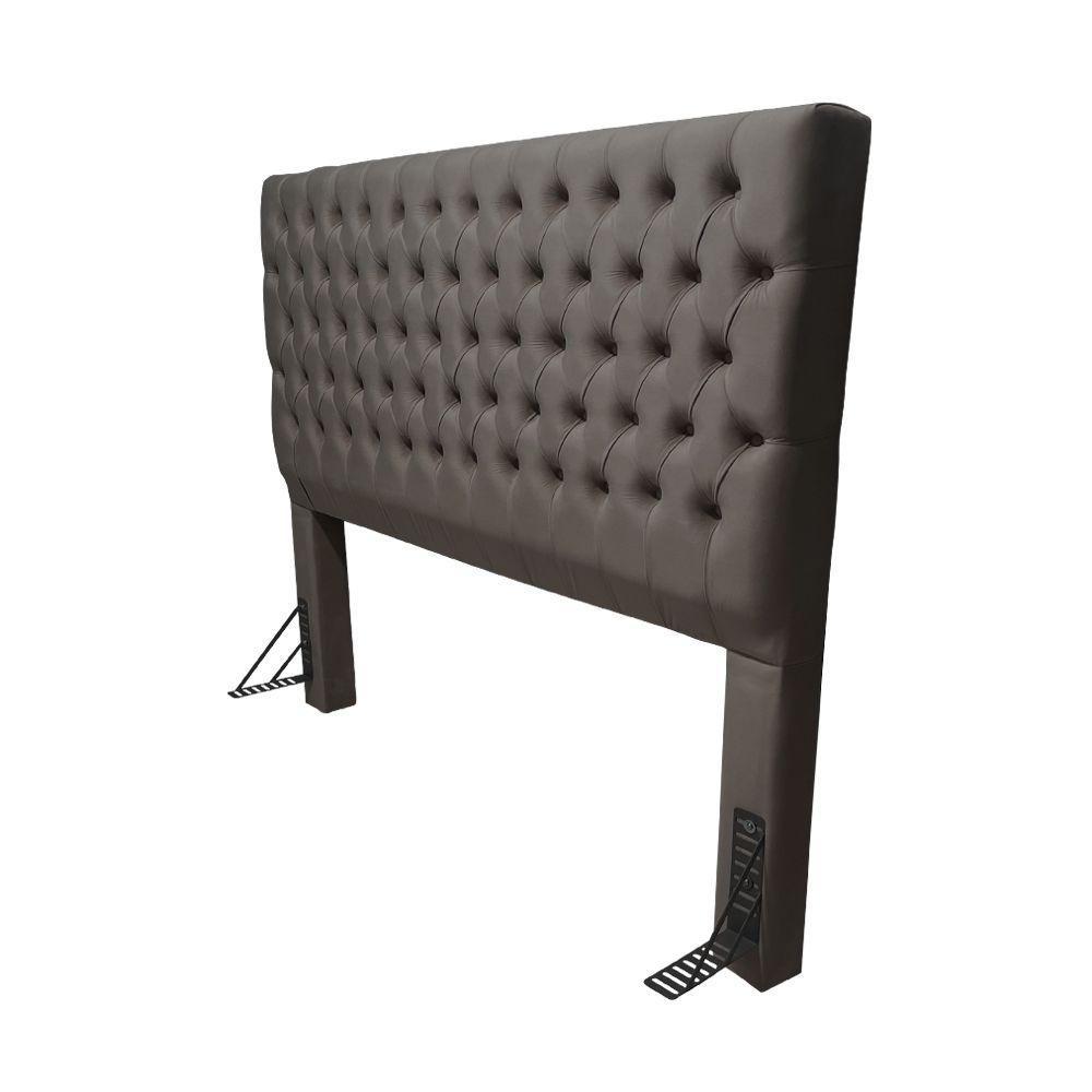 Cabeceira Cama Queen Estofada Capitonê Creta 1,60m Veludo Marrom - 2