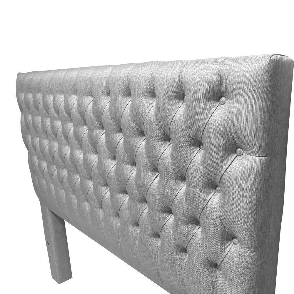Cabeceira Cama Casal Estofada Capitonê Creta 1,40m Linho Cinza - 3
