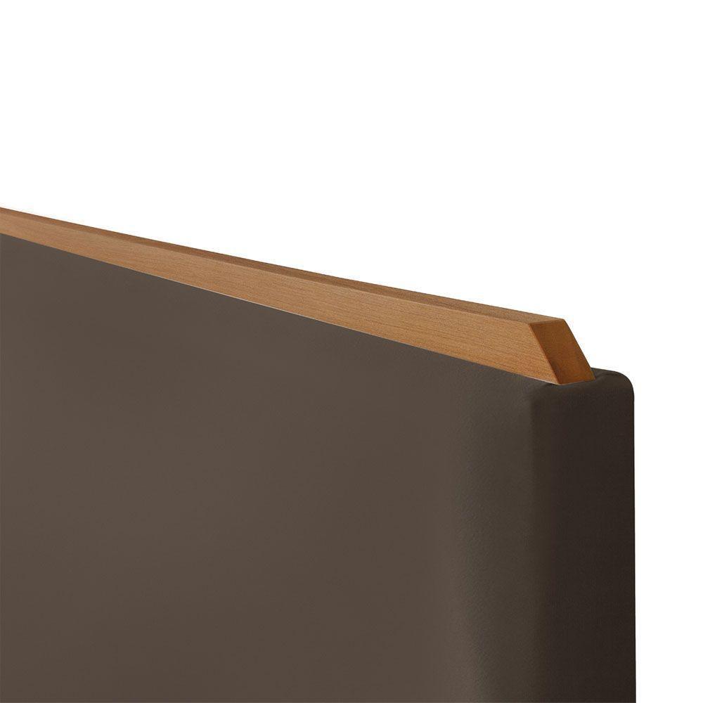 Cabeceira Cama Box Queen 1,60m Estofada Detalhe Em Madeira Java Veludo Marrom - 4
