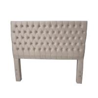 Cabeceira Cama Casal Estofada Capitonê Creta 1,40m Veludo Bege - 1