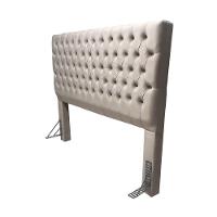 Cabeceira Cama Casal Estofada Capitonê Creta 1,40m Veludo Bege - 2