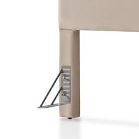 Cabeceira Cama Box King 1,93m Estofada Detalhe Em Madeira Java Veludo Bege - 5