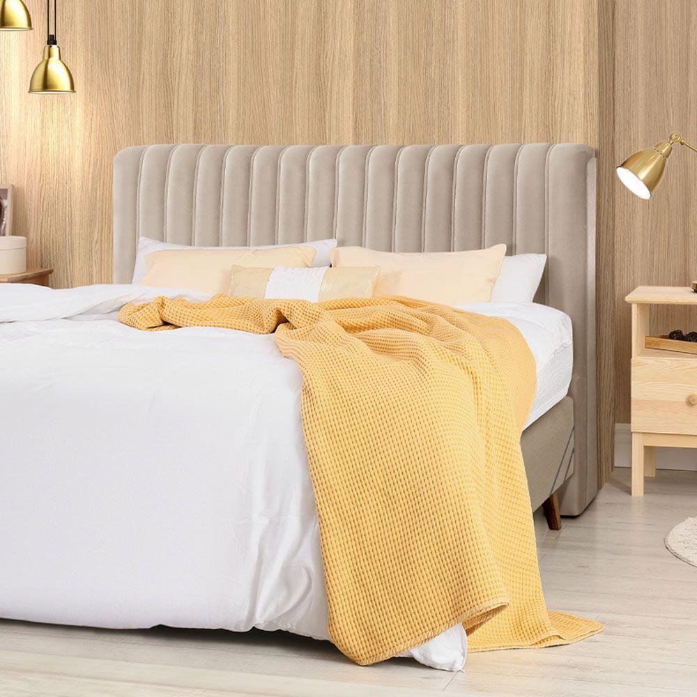 Cabeceira Cama Box Queen 1,60m Estofada Havai Veludo Bege - 1