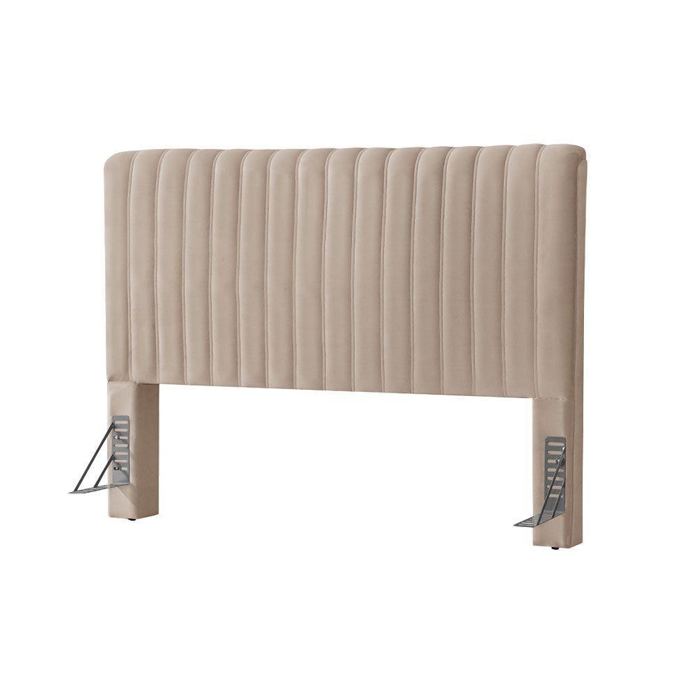 Cabeceira Cama Box Queen 1,60m Estofada Havai Veludo Bege - 2