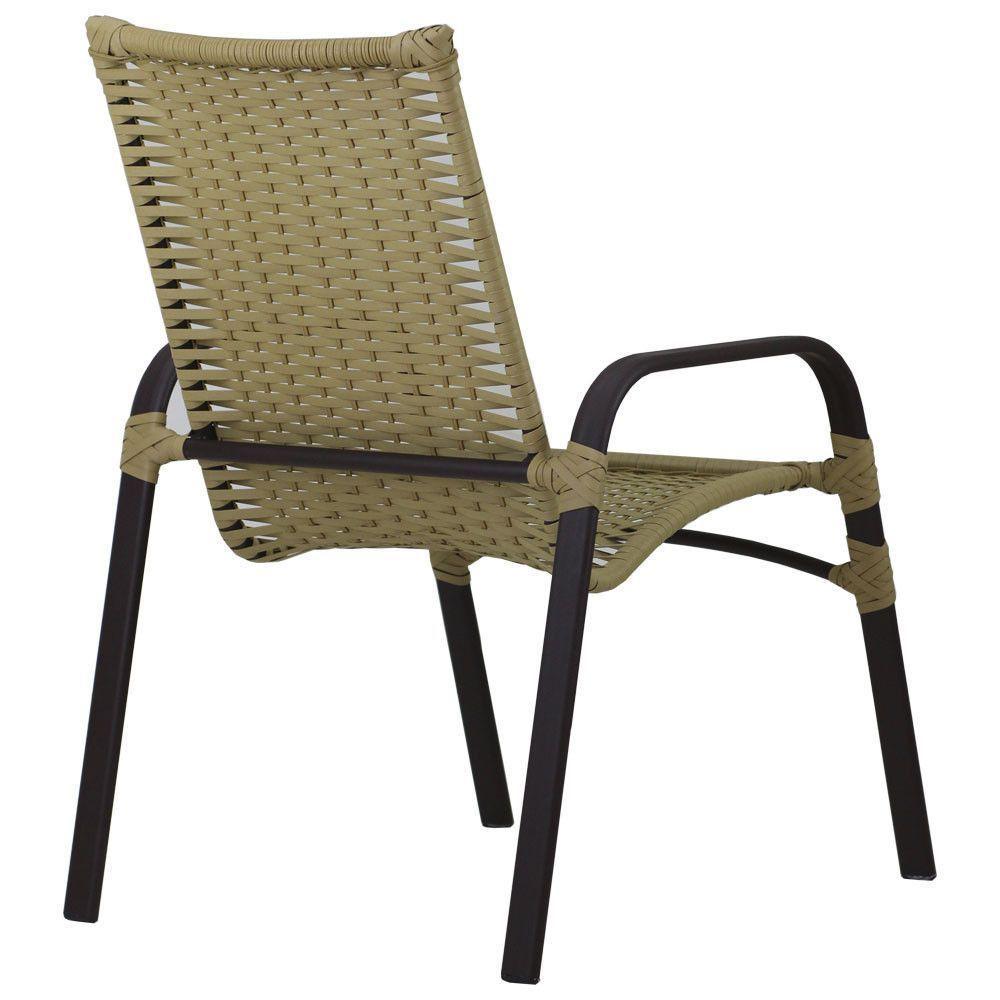 4 Cadeiras E Mesa Tampo Ripado área Jardim Varanda Piscina Avelã - 3