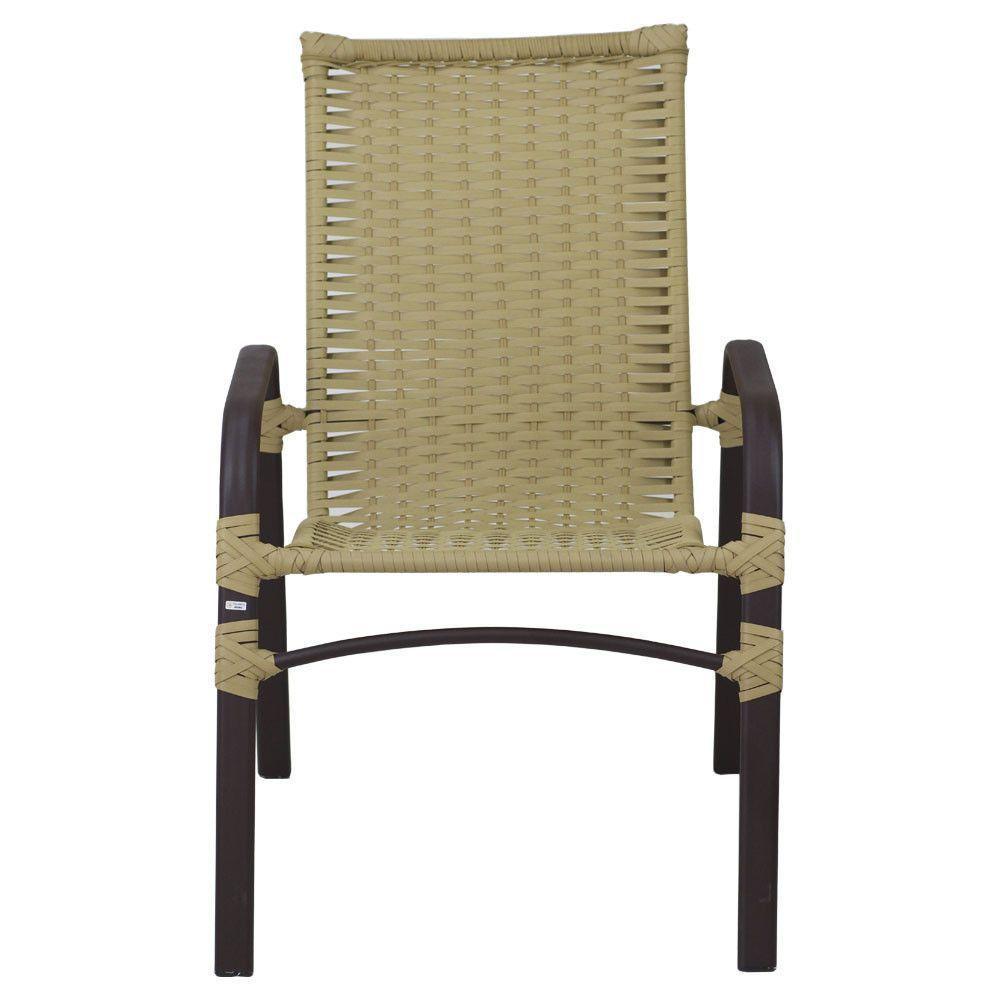 4 Cadeiras E Mesa Tampo Ripado área Jardim Varanda Piscina Avelã - 4