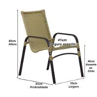 4 Cadeiras E Mesa Tampo Ripado área Jardim Varanda Piscina Avelã - 6