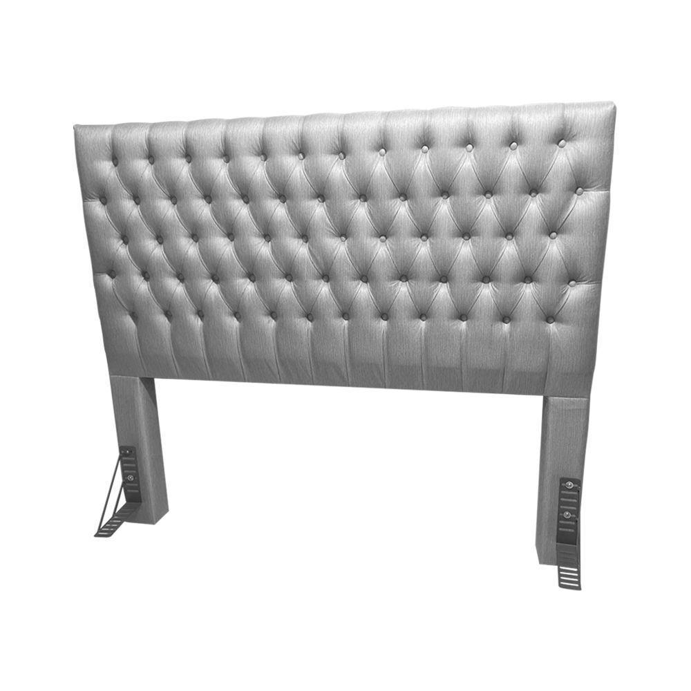 Cabeceira Cama Queen Estofada Capitonê Creta 1,60m Linho Cinza - 1