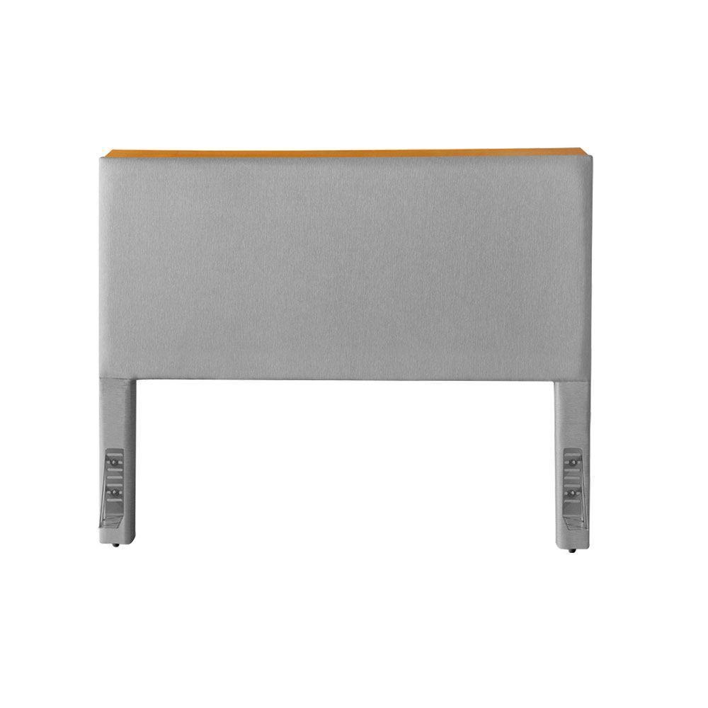 Cabeceira Cama Box King 1,93m Estofada Detalhe Em Madeira Java Linho Cinza - 3