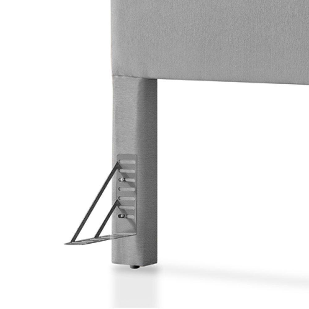 Cabeceira Cama Box King 1,93m Estofada Detalhe Em Madeira Java Linho Cinza - 5